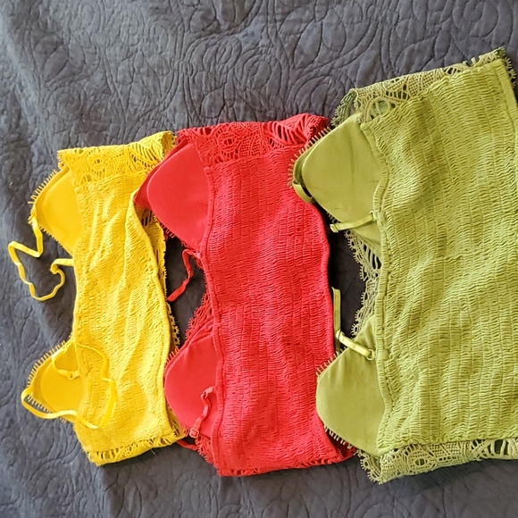 BRALETTES set of 3. Gold. Garnet. Olive green. - Picture 2 of 4